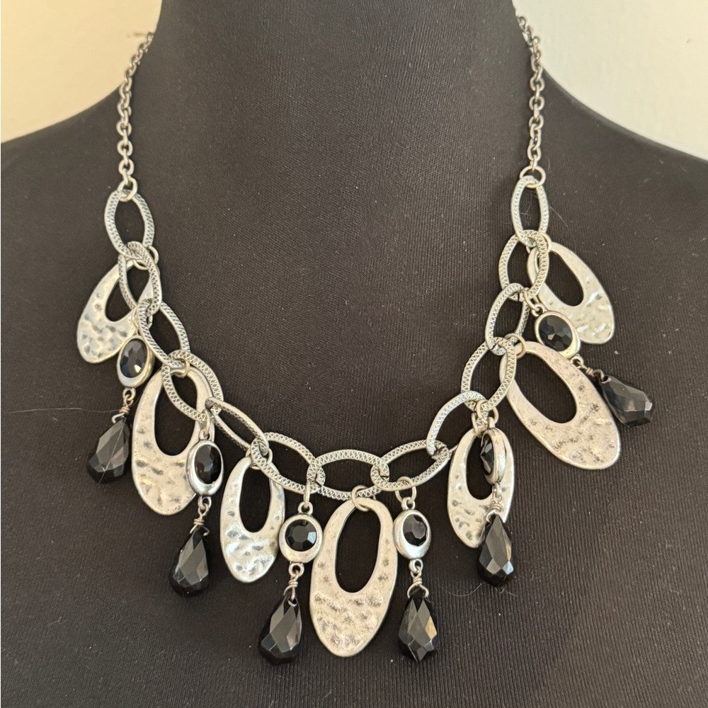 Silver and Black Chunky Necklace